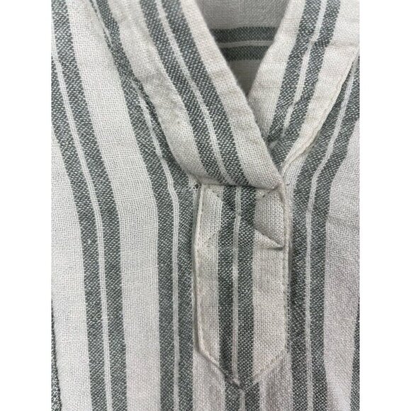 Madewell Lakeline Hester Stripe Linen Blend Popover Hi Low Blouse Size S - Picture 3 of 8